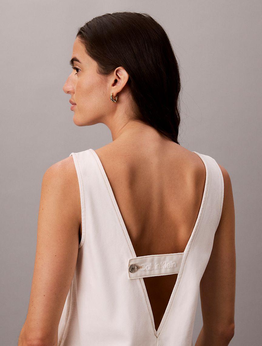V-Neck Denim Shift Dress Product Image