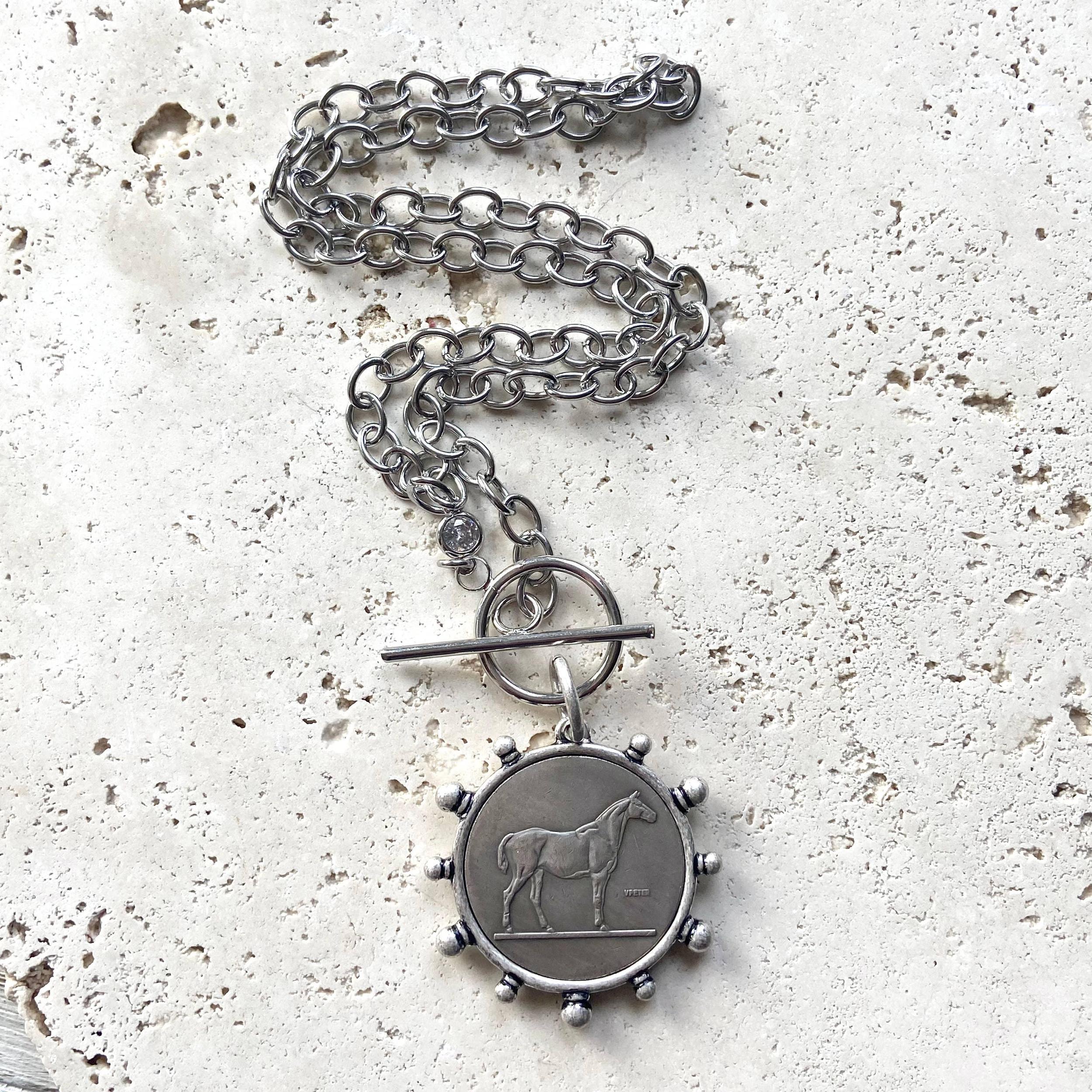 Horse Stainless Steel Chain Coin Necklace Product Image