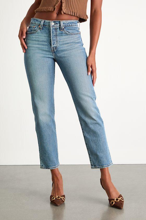 Wedgie Straight Light Wash Cropped High-Rise Jeans Product Image
