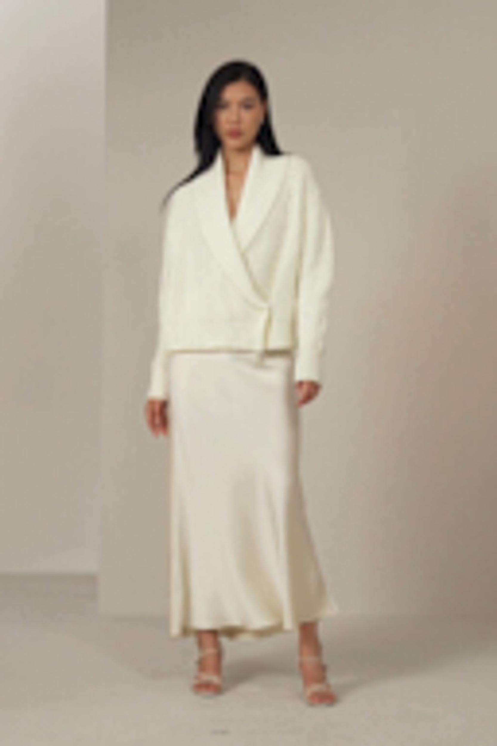 Shawl Collar Drop Shoulder Knit Cardigan Product Image