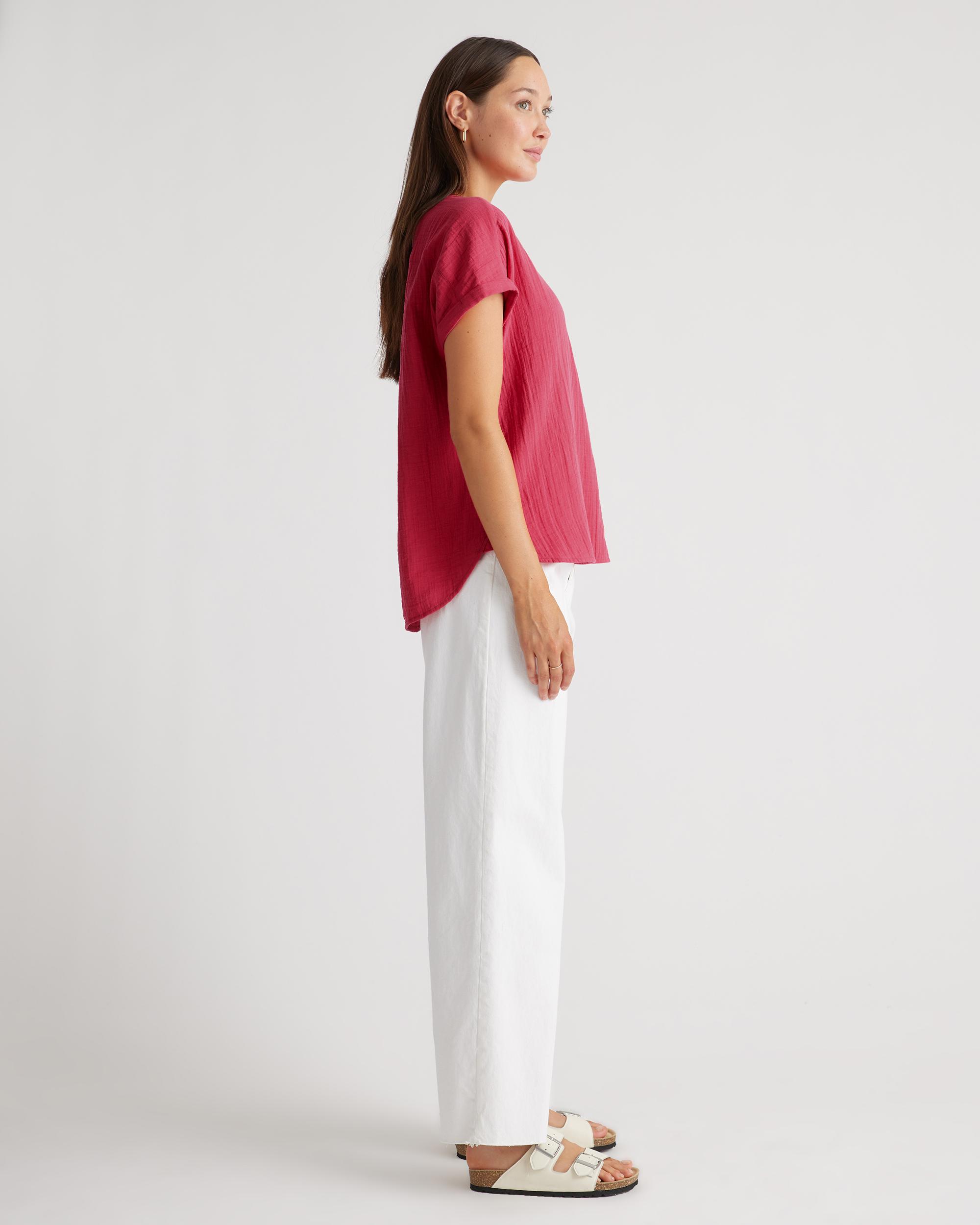Quince | Women's Gauze Roll Sleeve Shirt Size XS, Organic Cotton Product Image