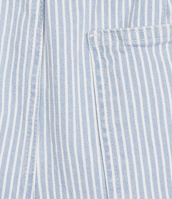 Skies Are Blue Petite Size Pinstripe High Rise Barrel Leg Washed Denim Coordinating Pants Product Image