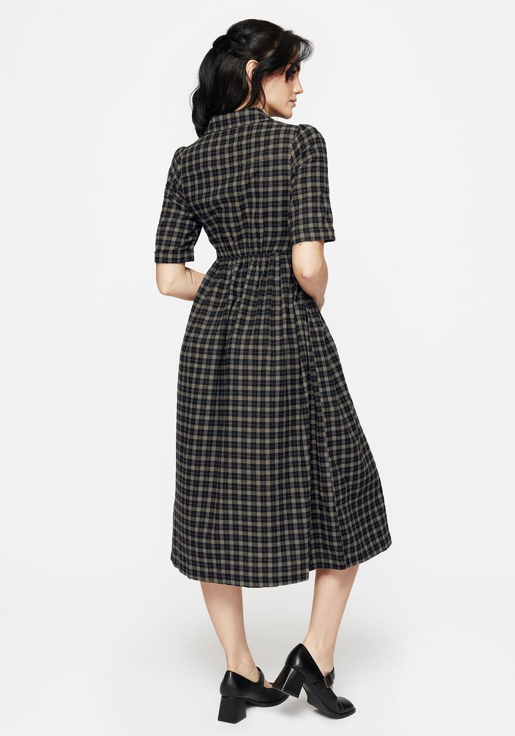 Terra Midi Smock Shirt Dress - Olive Product Image