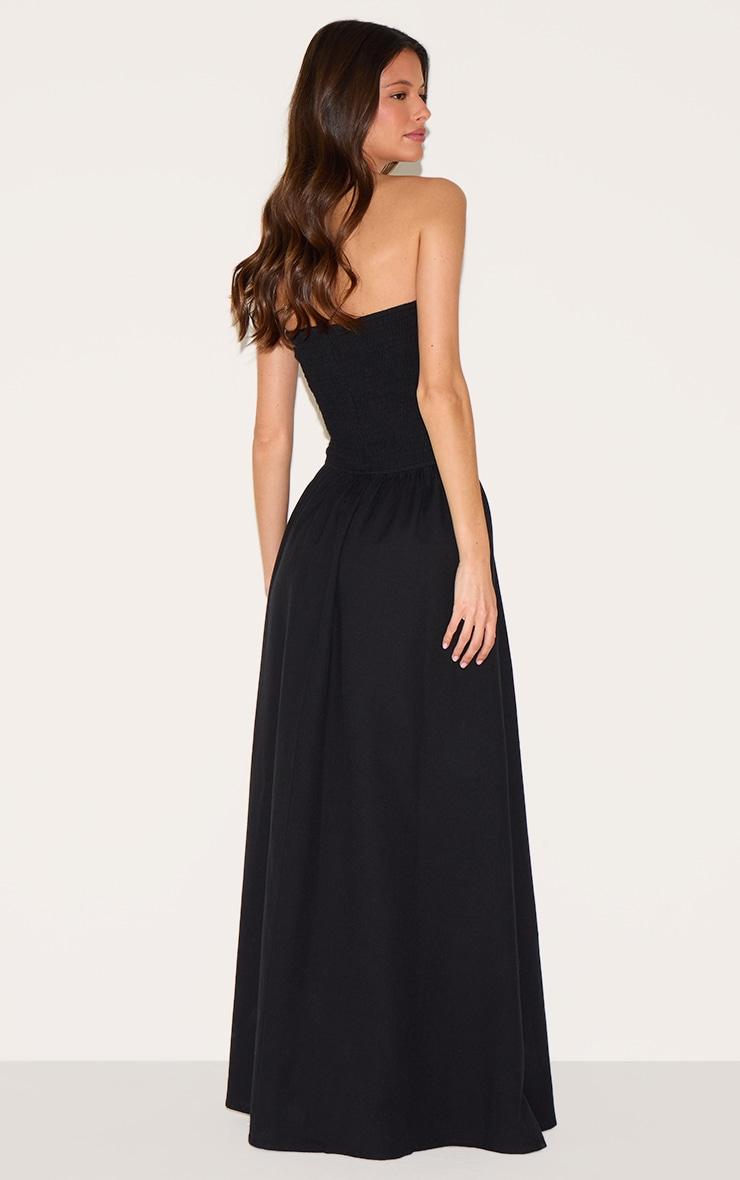 Black Bandeau Shirred Detail Maxi Dress Product Image