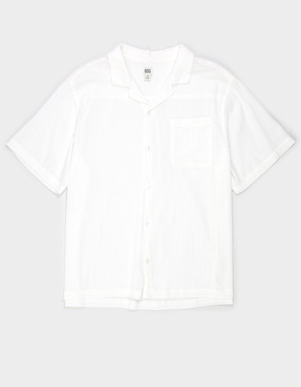 BDG Urban Outfitters Crinkle Mens Button Up Shirt - WHITE Product Image