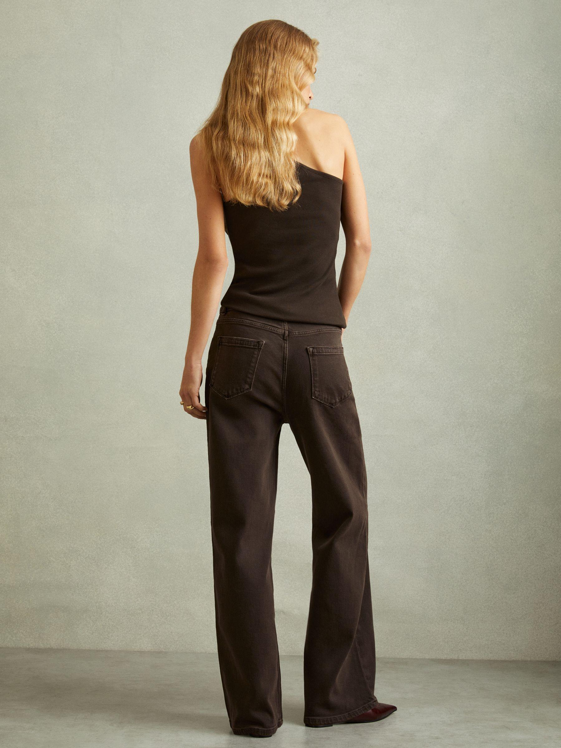 Cotton Blend One-Shoulder Top in Chocolate Product Image