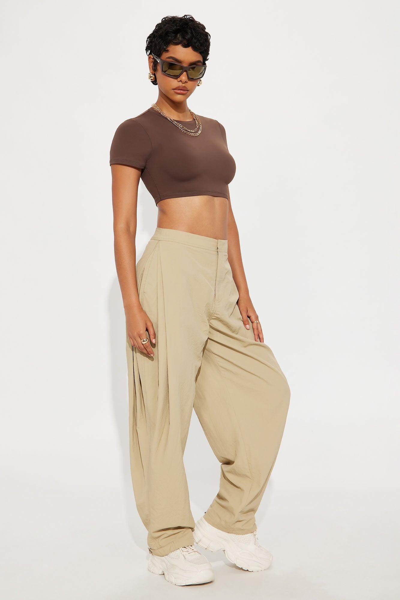 Second Skin Double Lined Super Cropped Tee - Chocolate Female Product Image