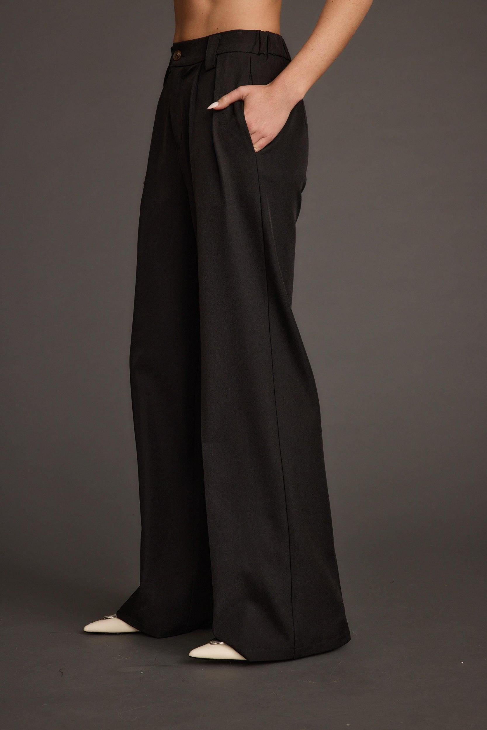 Weiss Black Wide Leg Trousers Product Image