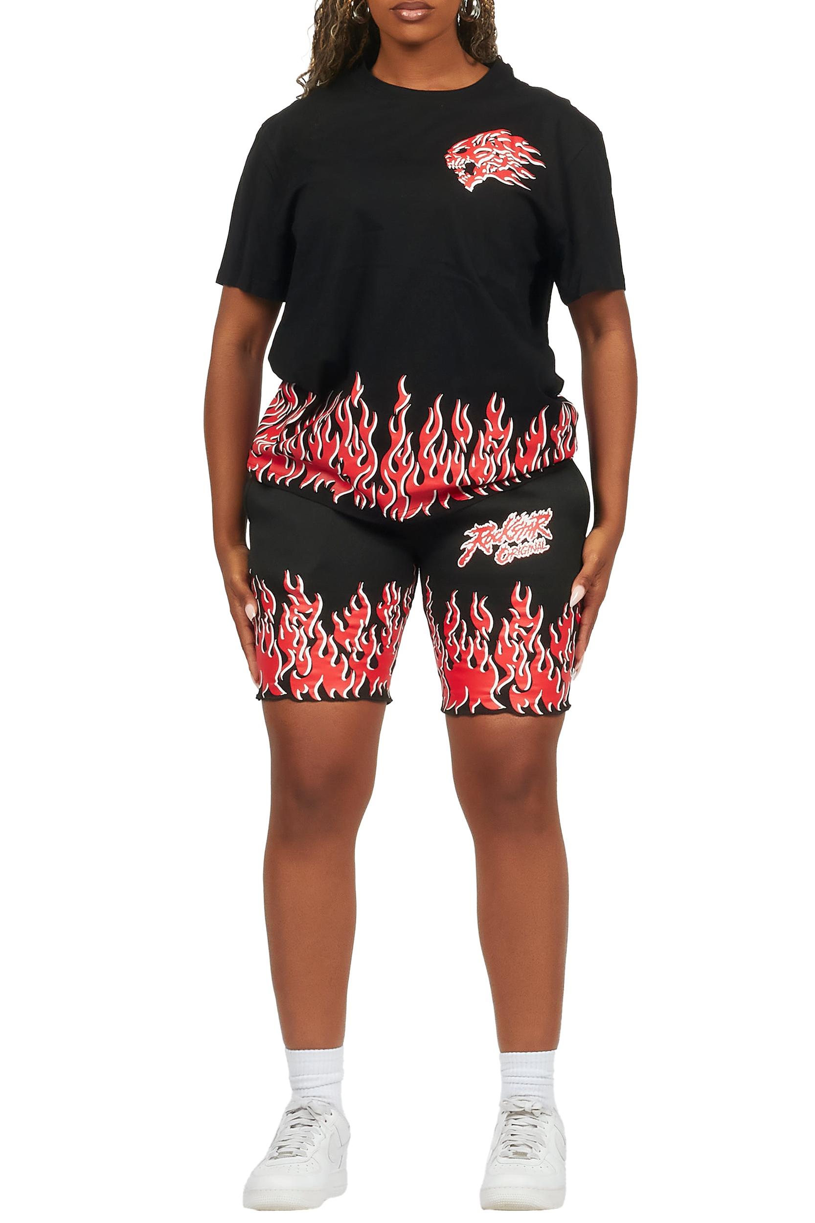 Arais Black/Red T-Shirt Short Set Female Product Image