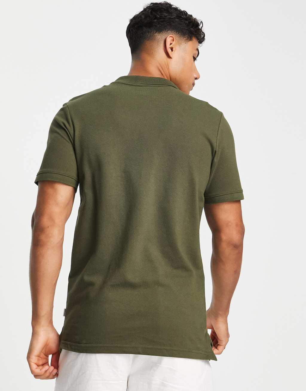 Jack & Jones Essentials slim fit pique logo polo in green Product Image