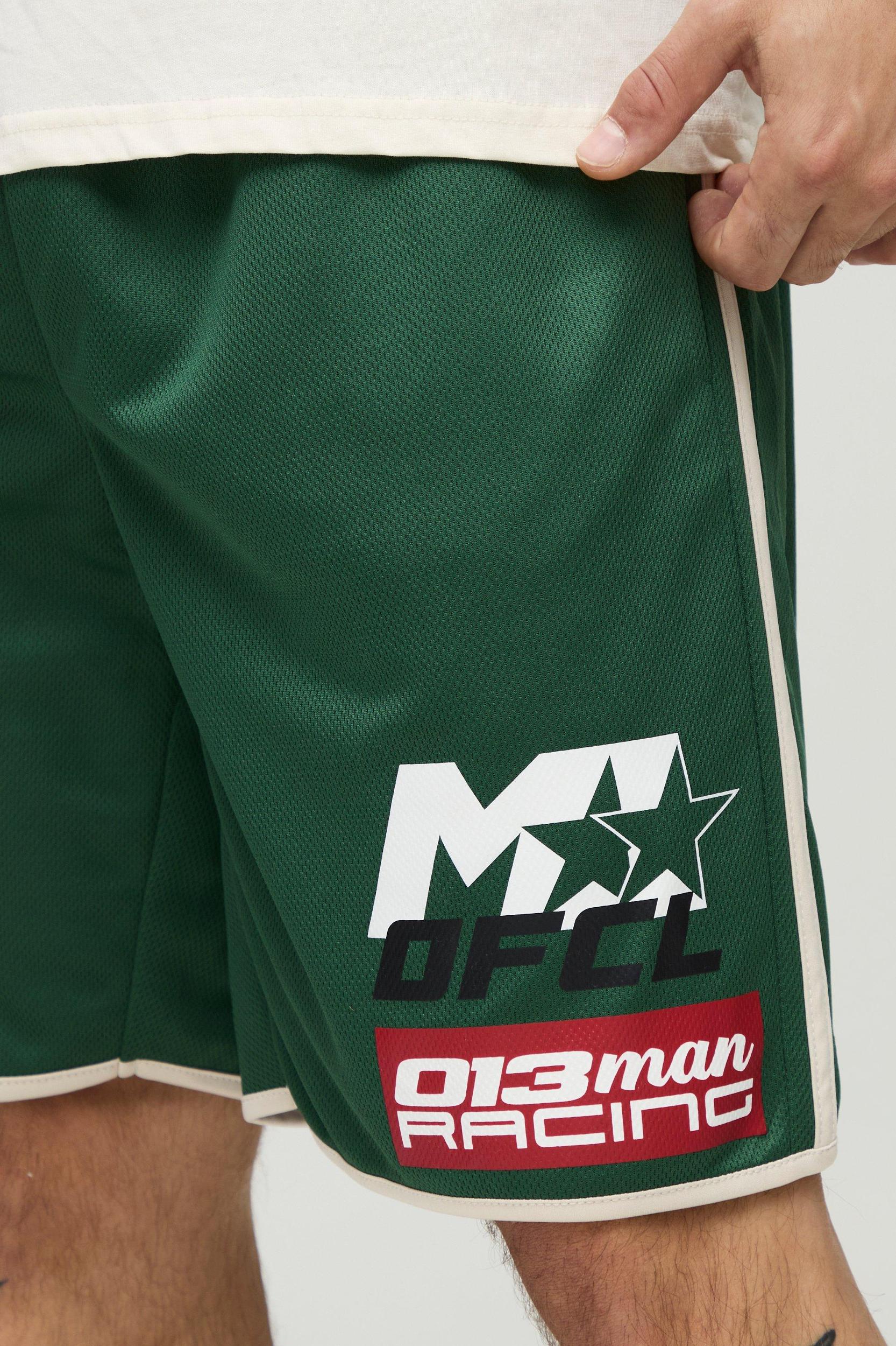 Man Racing Mid Length Mesh Basketball Shorts | boohooMAN USA Product Image