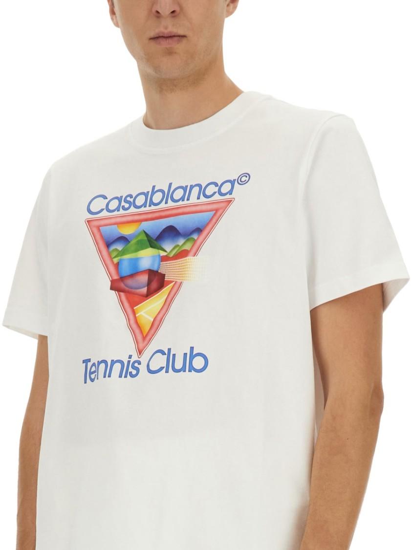 CASABLANCA Cotton Crew Neck T-shirt With Graphic Print In White Product Image