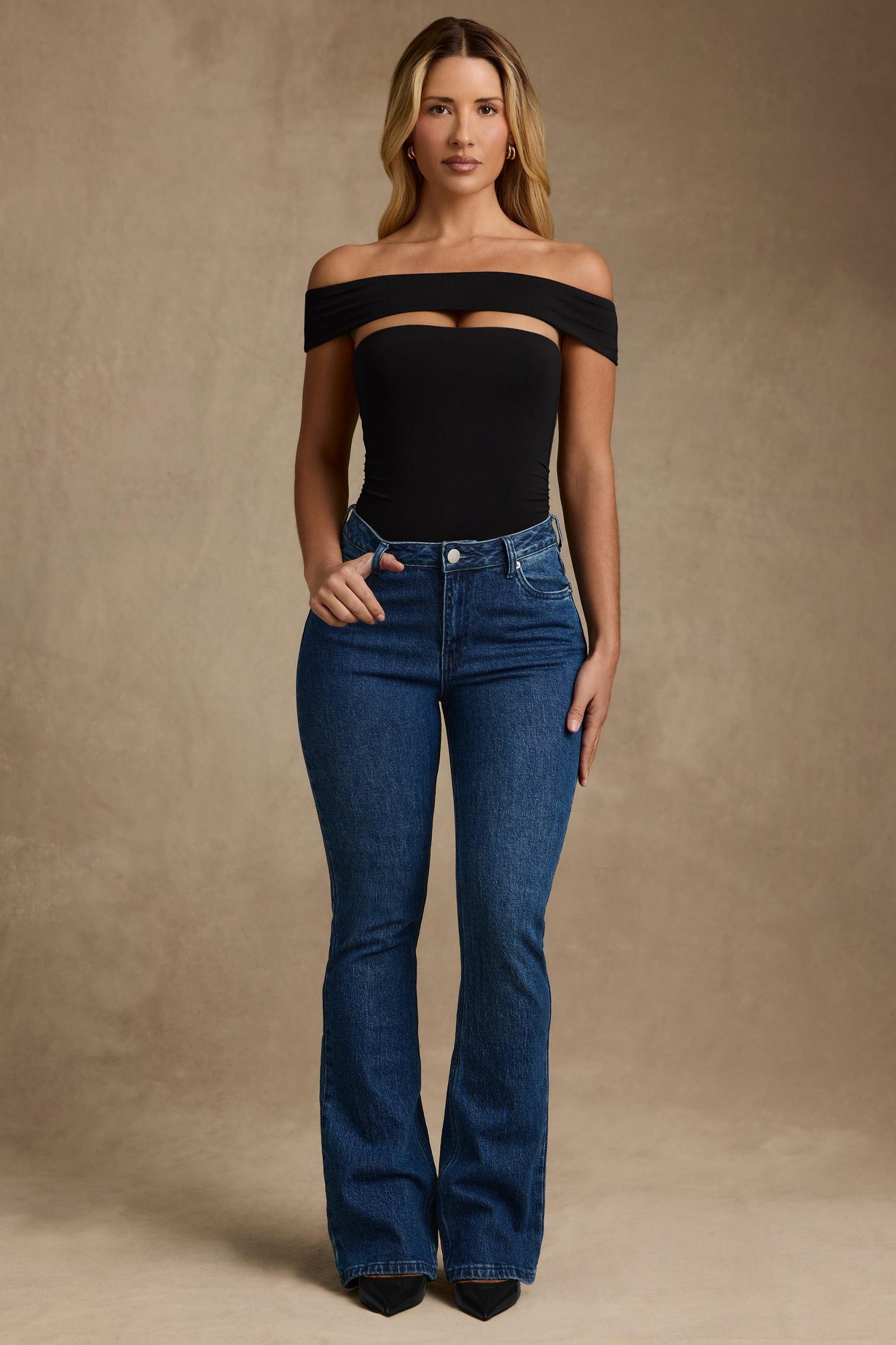 Modal Cut-Out Off-Shoulder Bodysuit in Black Female Product Image