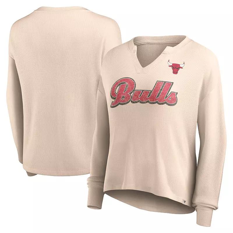 Women's Fanatics Branded Tan Chicago Bulls Go For It Long Sleeve Notch Neck T-Shirt, Size: Small, Team Product Image
