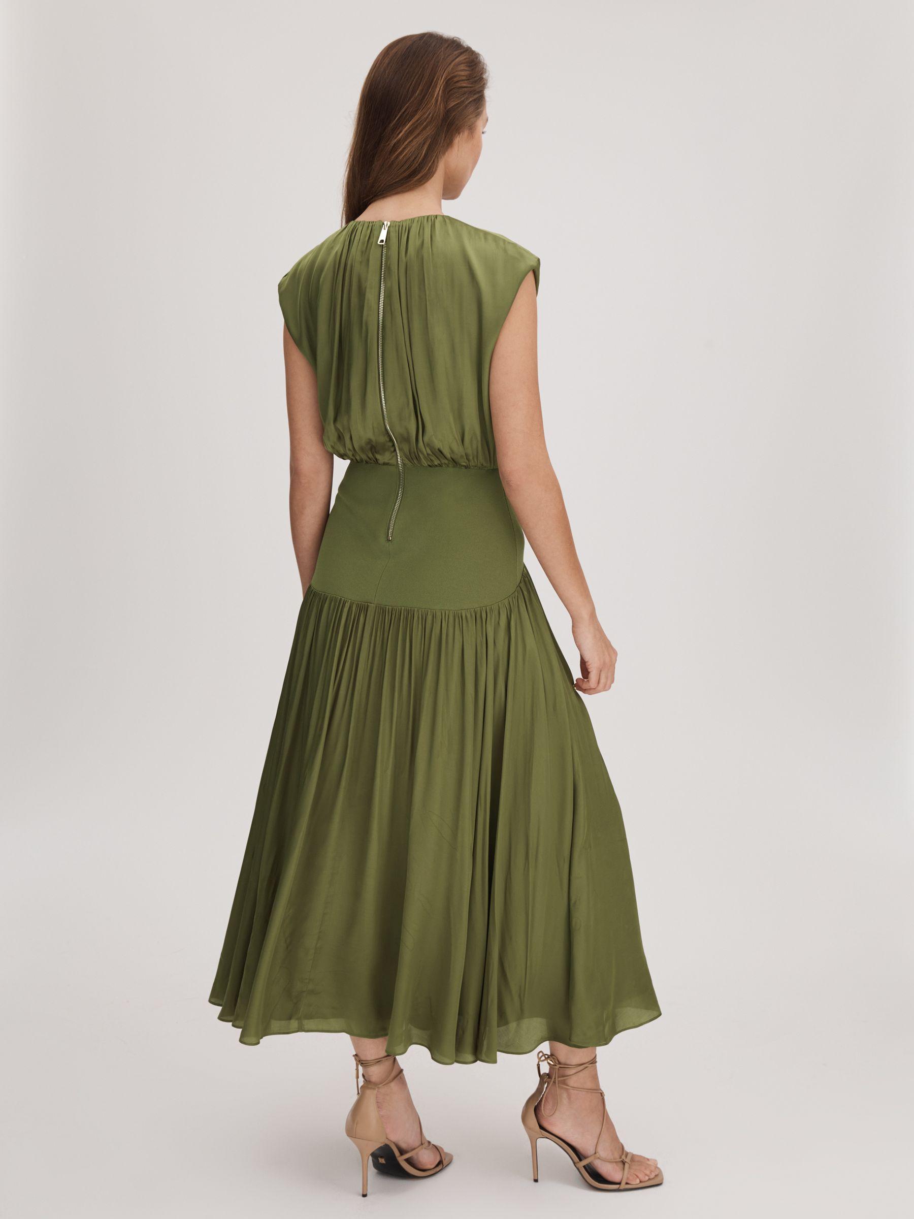 Florere Dropped Waist Midi Dress in Khaki Product Image