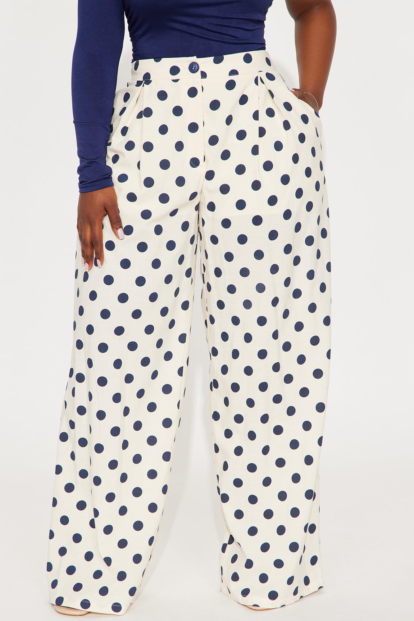 Keep It Casual Polka Dot Wide Leg Pant - Cream/combo Female Product Image