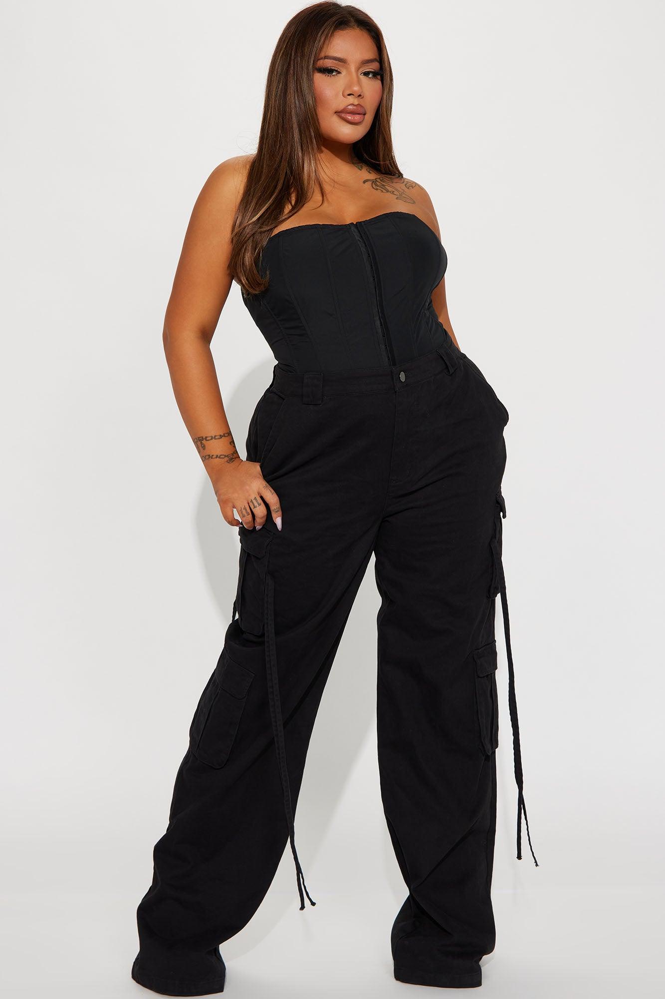 Tall Golden Hour Wide Leg Cargo Pant - Black Product Image