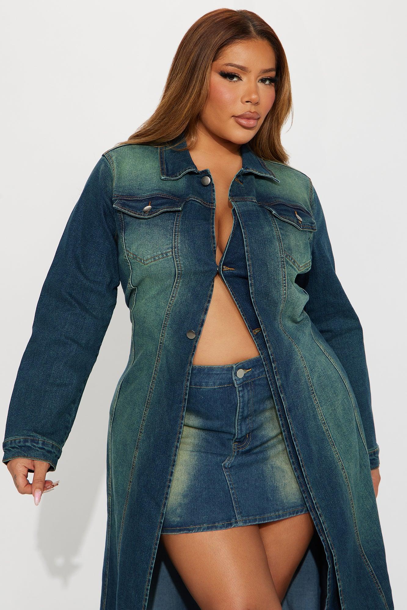 Follow My Lead Denim Trench - Dark Wash Female Product Image