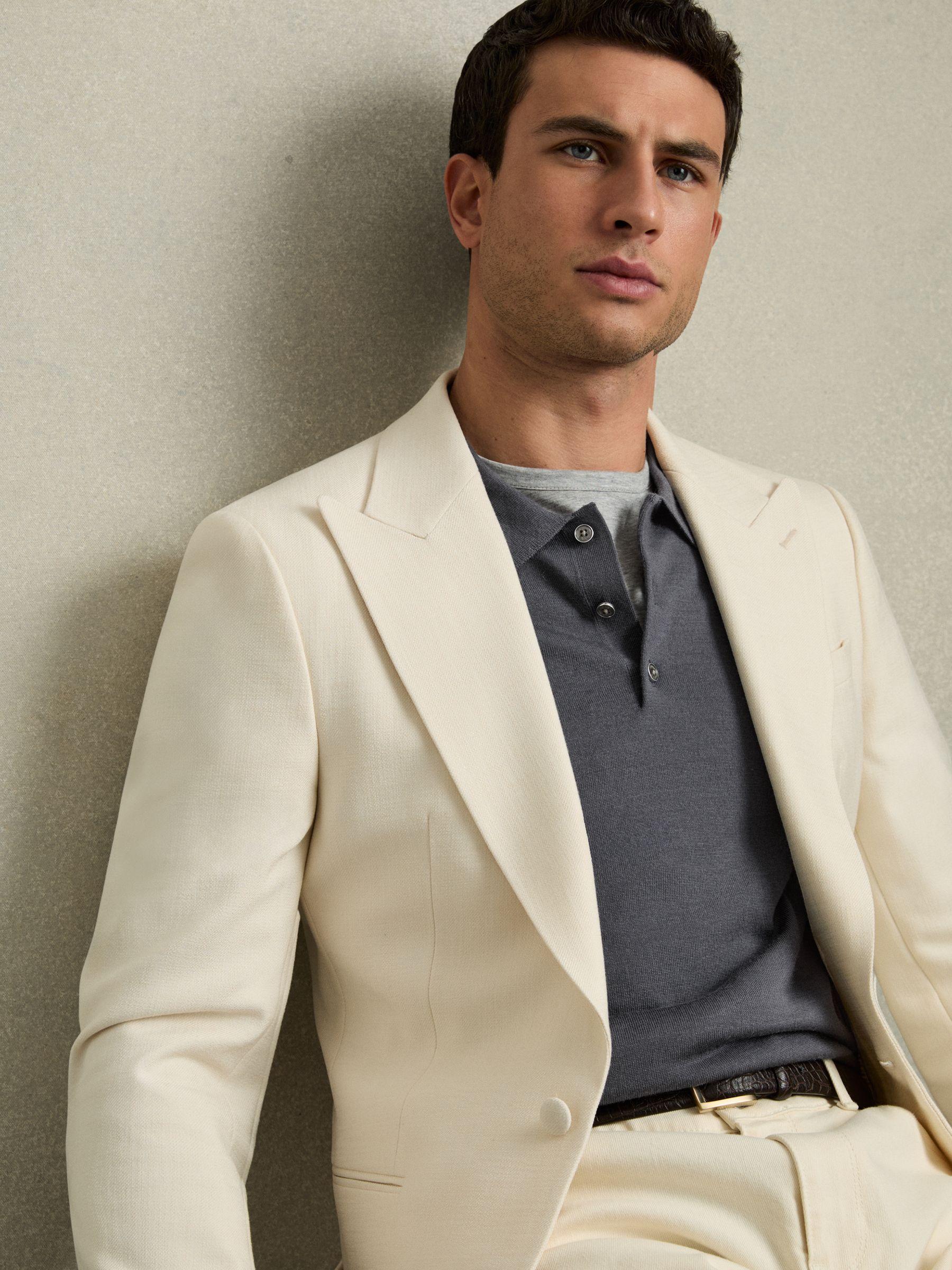 Merino Wool Long-Sleeve Polo Shirt in Blackend Blue Product Image