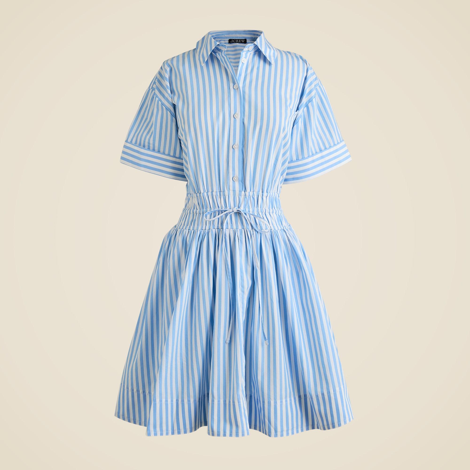 Elena mini shirt-dress in striped cotton poplin Product Image