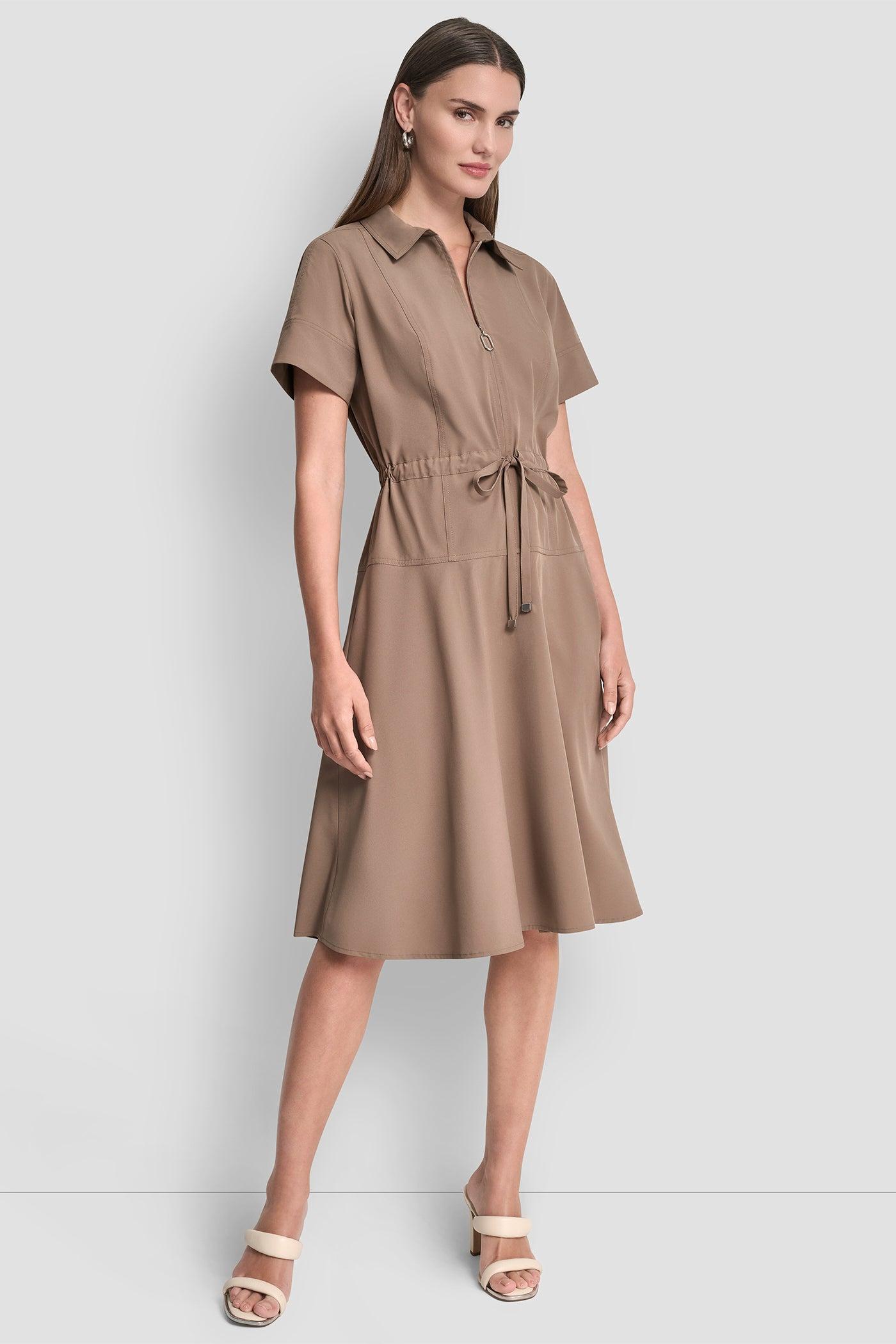 FIT & FLARE MIDI SHIRT DRESS Product Image