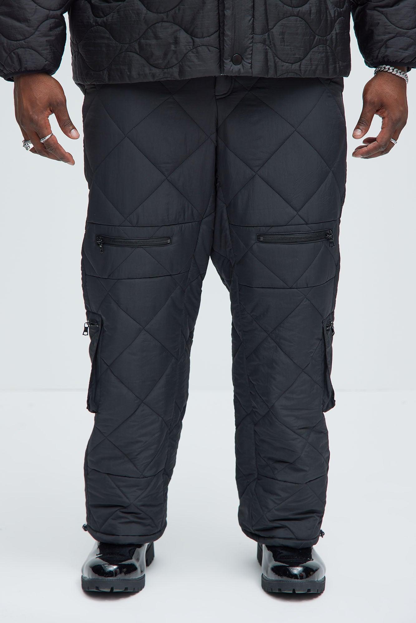 Dayton Straight Quilted Cargo Pants - Black Product Image