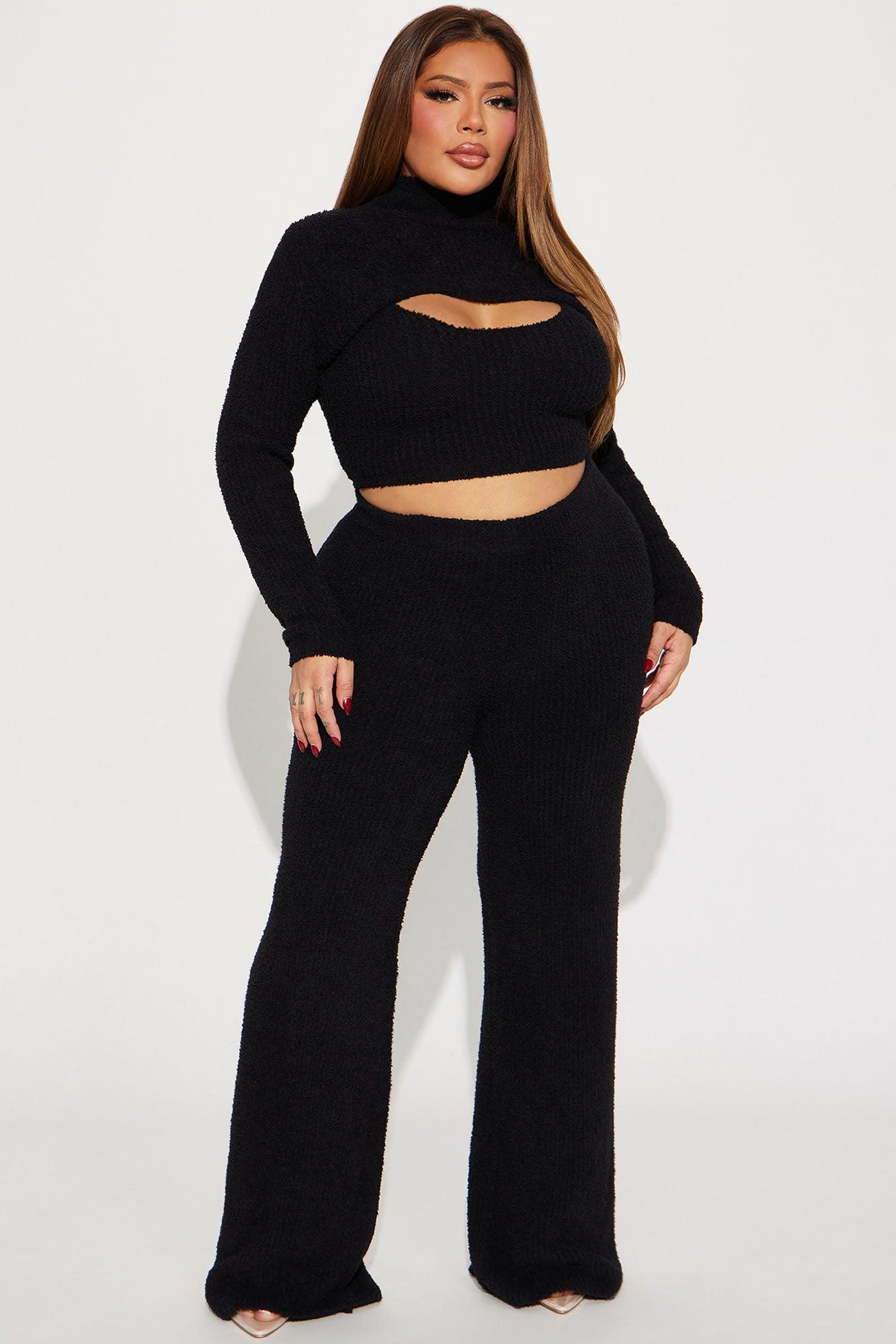 Feeling Cozy 3 Piece Pant Set - Black Product Image
