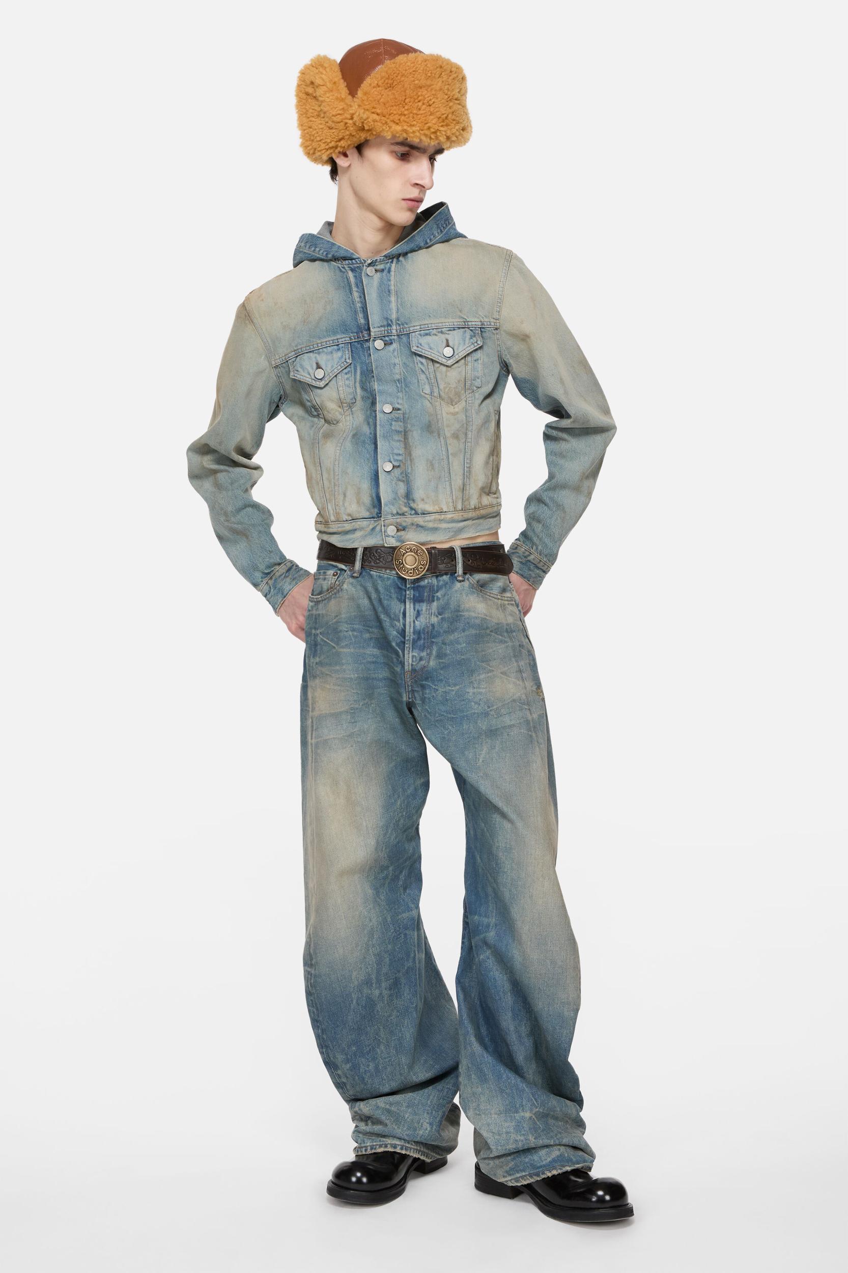 Denim jacket with hood Product Image