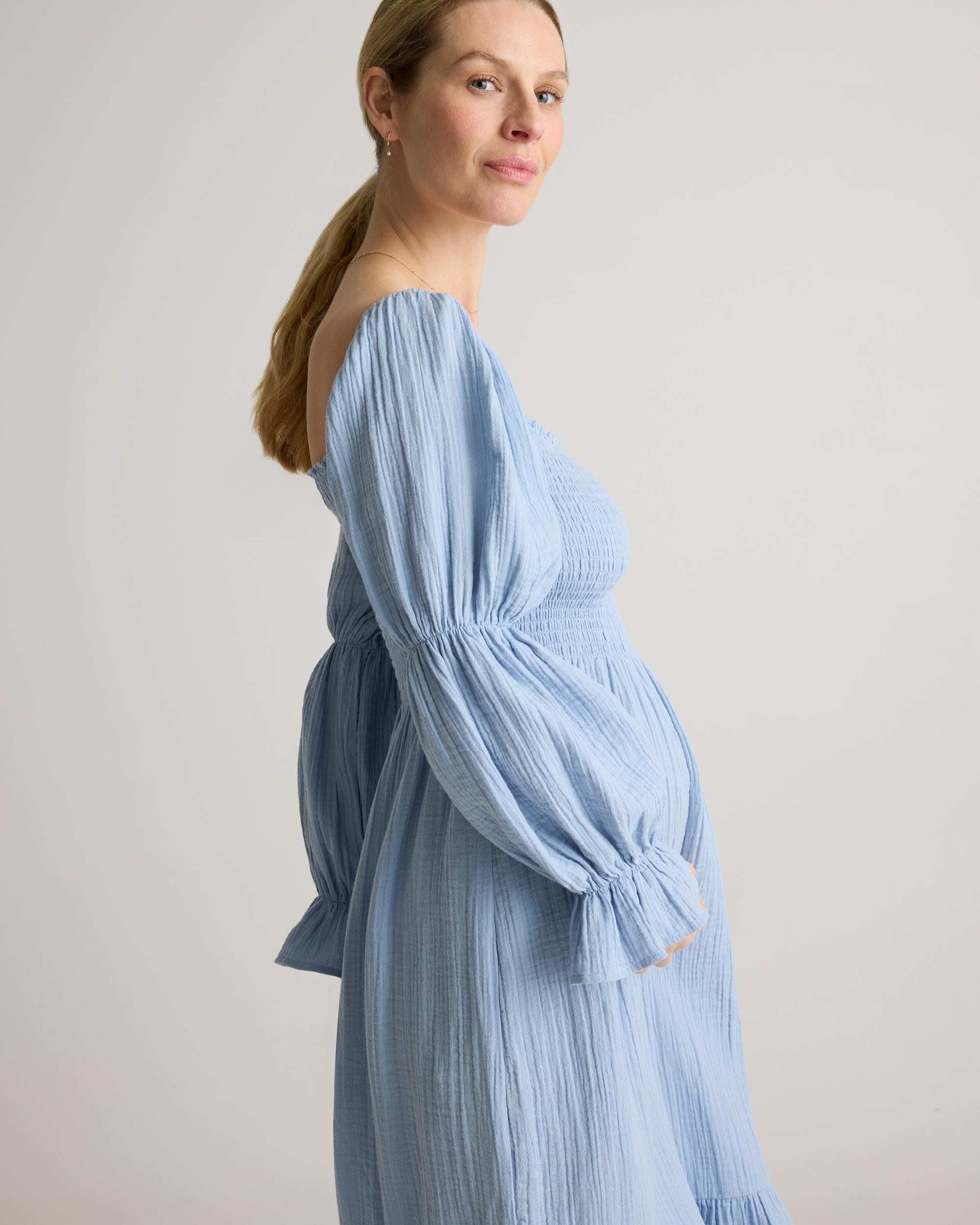 Quince | Women's Gauze Maternity Smocked Midi Dress Size XL, Organic Cotton Product Image