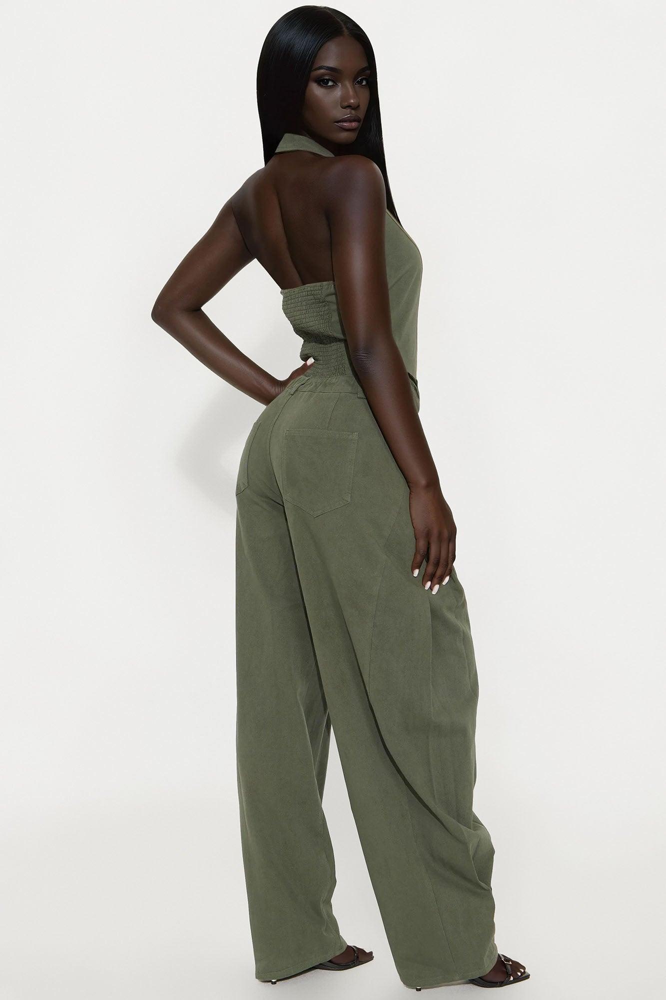 Alexis Barrel Leg Jumpsuit - Olive Product Image