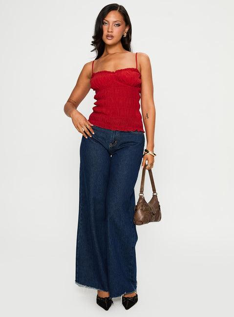 Money Maker Ruched Cami Top Red Product Image