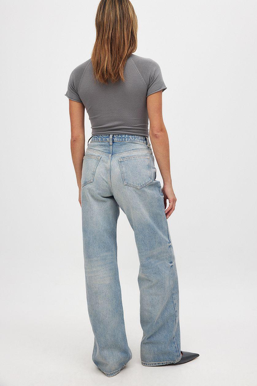 Straight Mid Waist Jeans Black Product Image