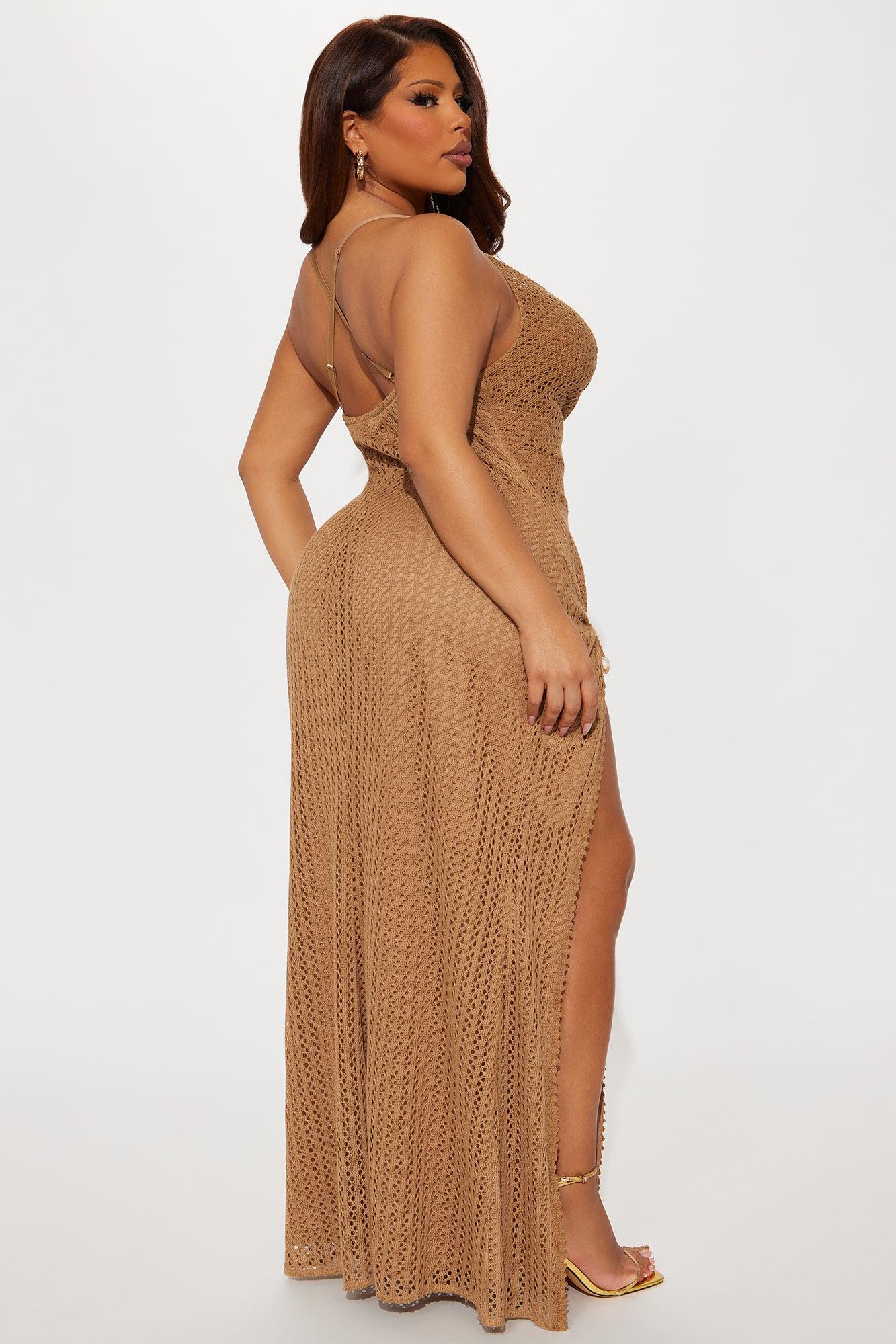 Natalie Crochet Maxi Dress - Tan Product Image