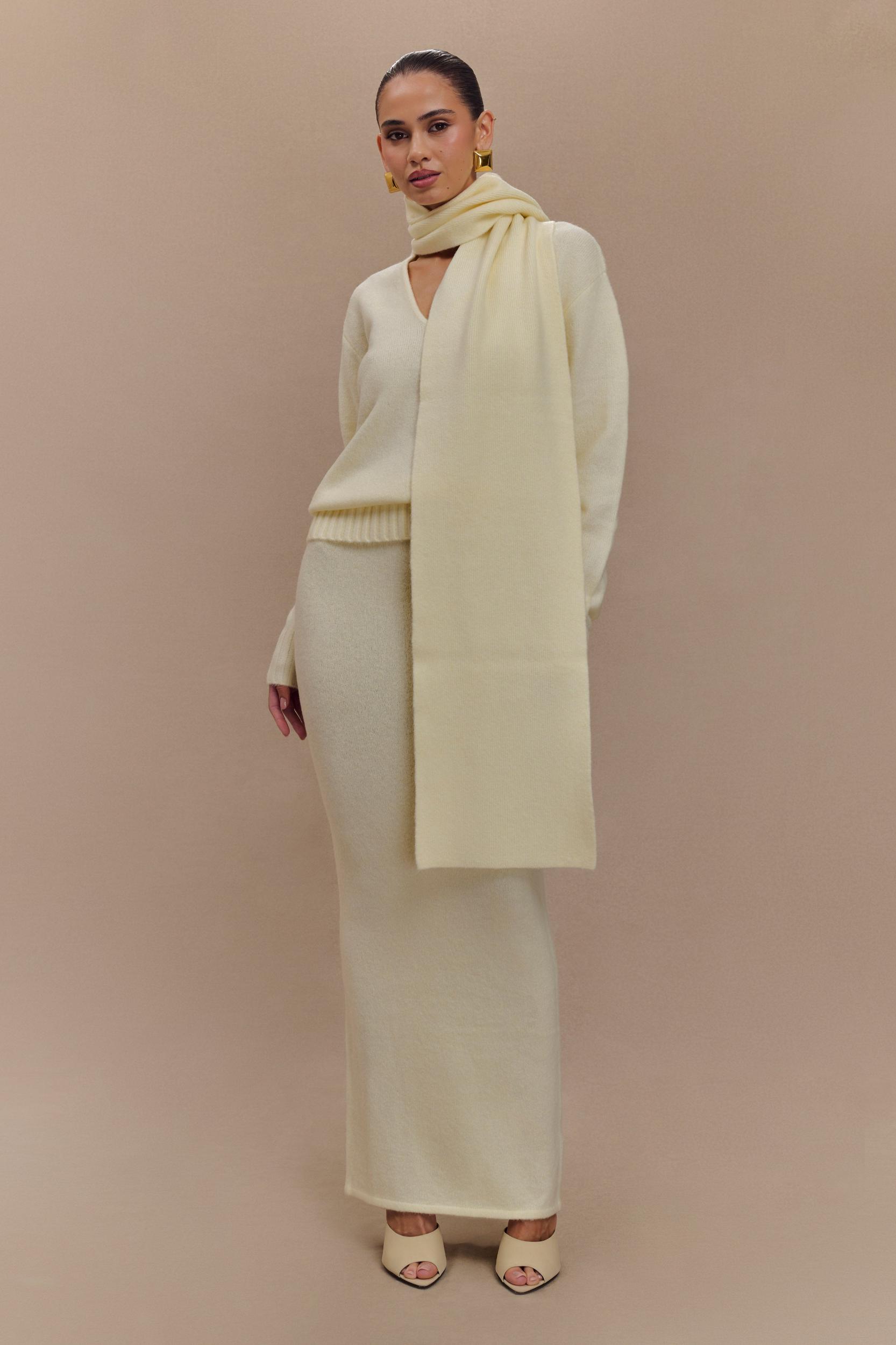 Elise Knit Maxi Skirt - Ivory Marle Product Image