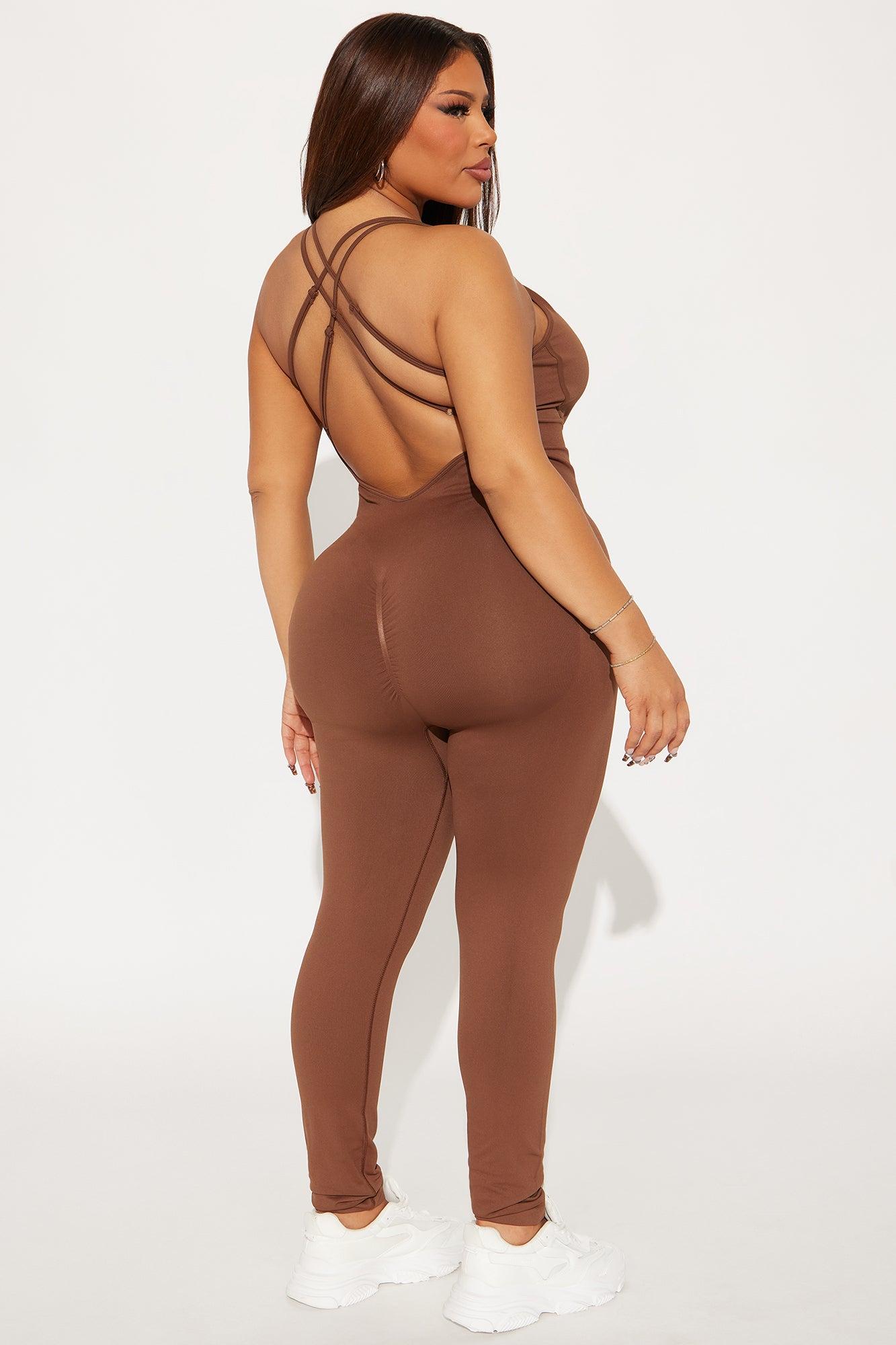 Much Attitude Seamless Active Jumpsuit - Mocha Product Image