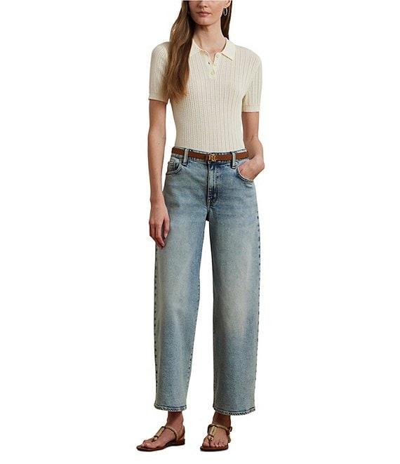 Lauren Ralph Lauren High-Rise Wide Leg Cropped Jeans Product Image