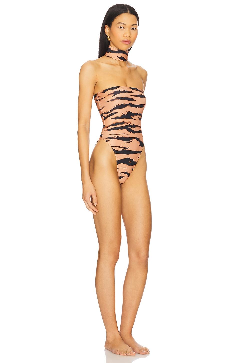 X Sabine Getty High Leg Strapless One Piece Swimsuit ADRIANA DEGREAS Product Image