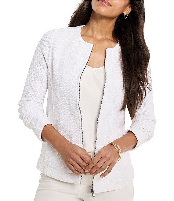 NIC + ZOE Mix Knit Round Neck Long Sleeve Jacket Product Image