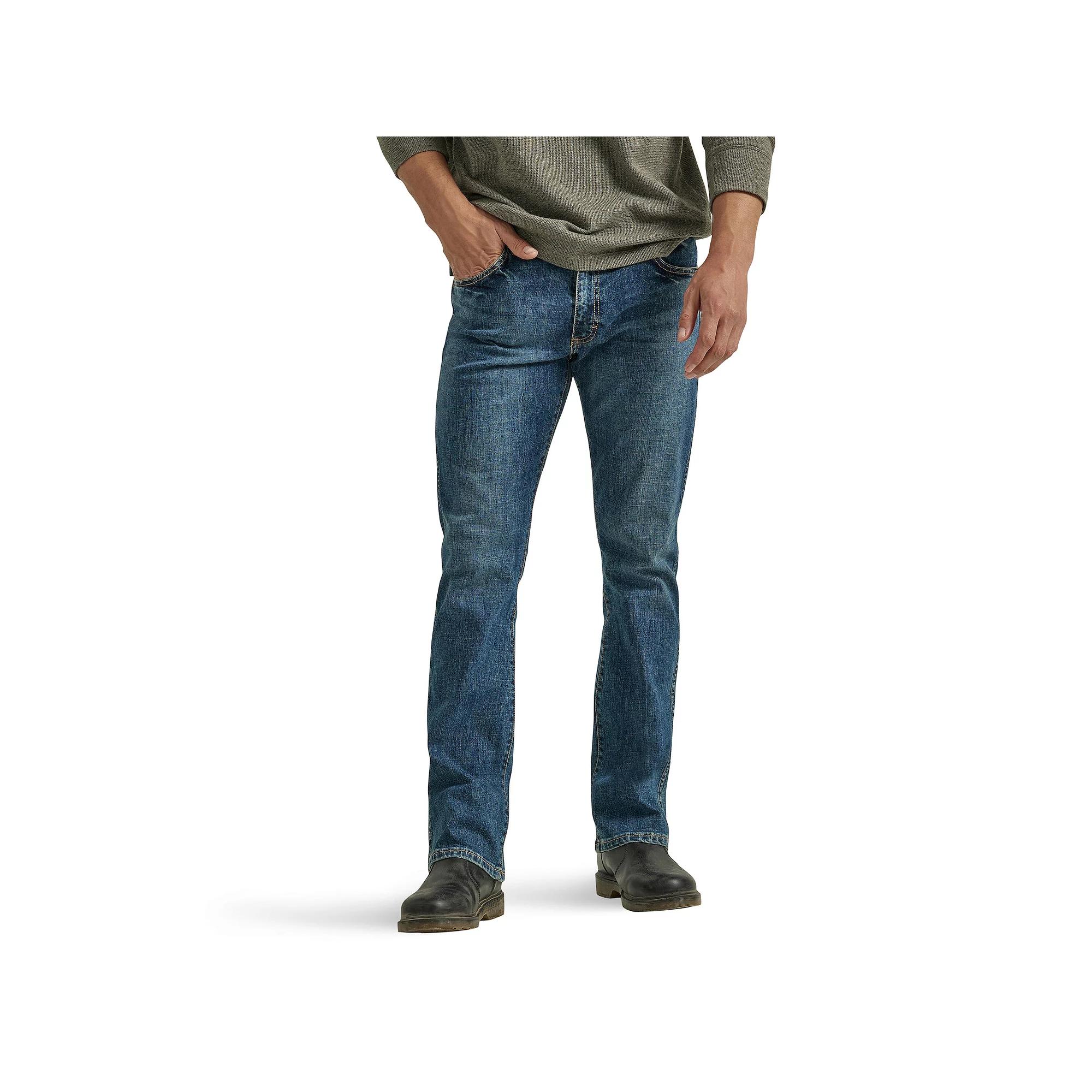 Men's Wrangler Slim Bootcut Jeans, Size: 34 X 32, Dark Mid Blue Product Image