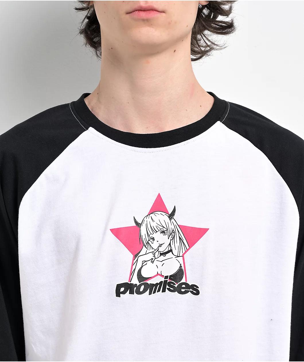 Broken Promises Stargirl Black & White Raglan Long Sleeve T-Shirt Product Image
