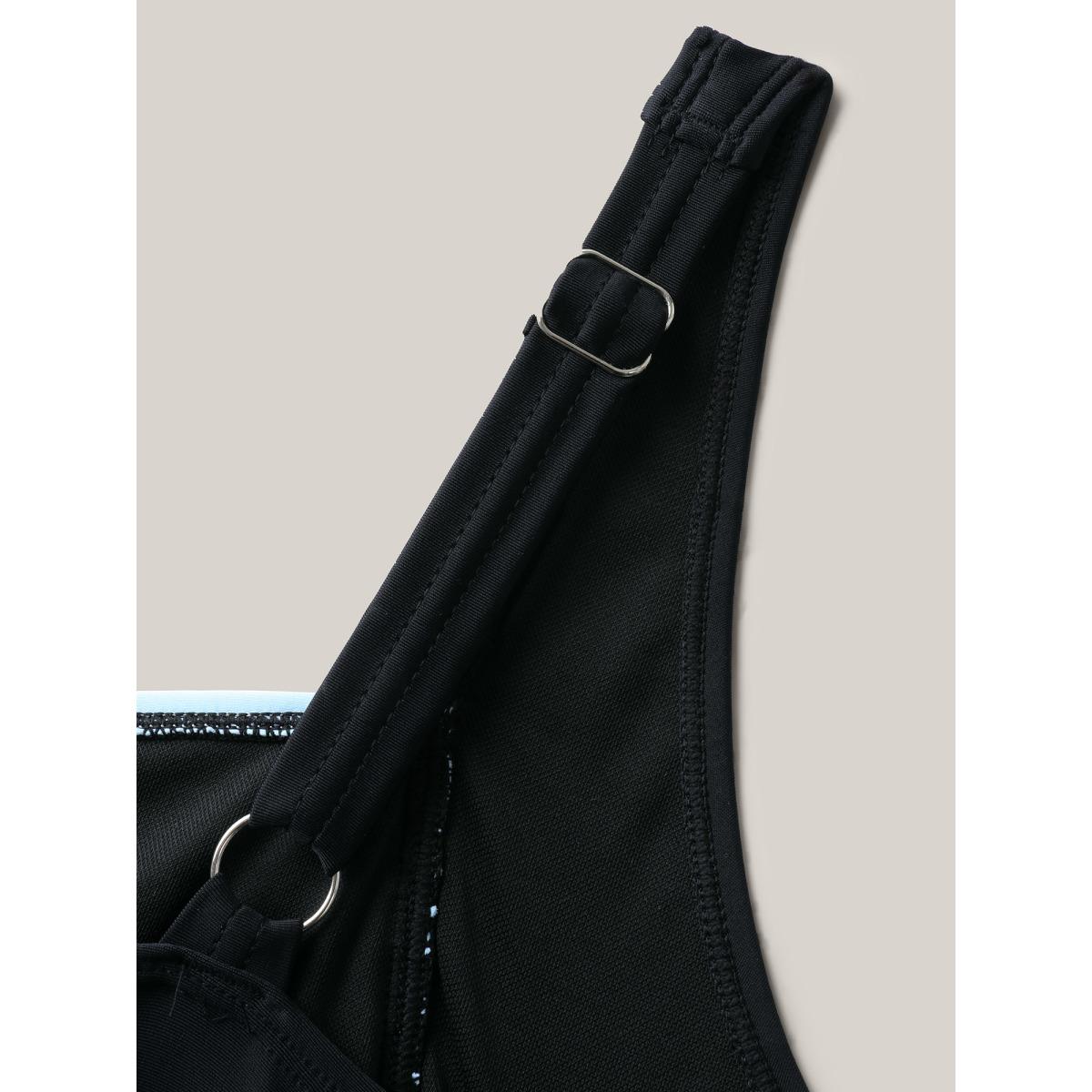 Plus Size Color Block Ruched One-Piece Swimsuit Women's Swimwear Indigo Resort Twist Curve Bathing Suits High stretch One Pieces BloomChic 10/M Product Image