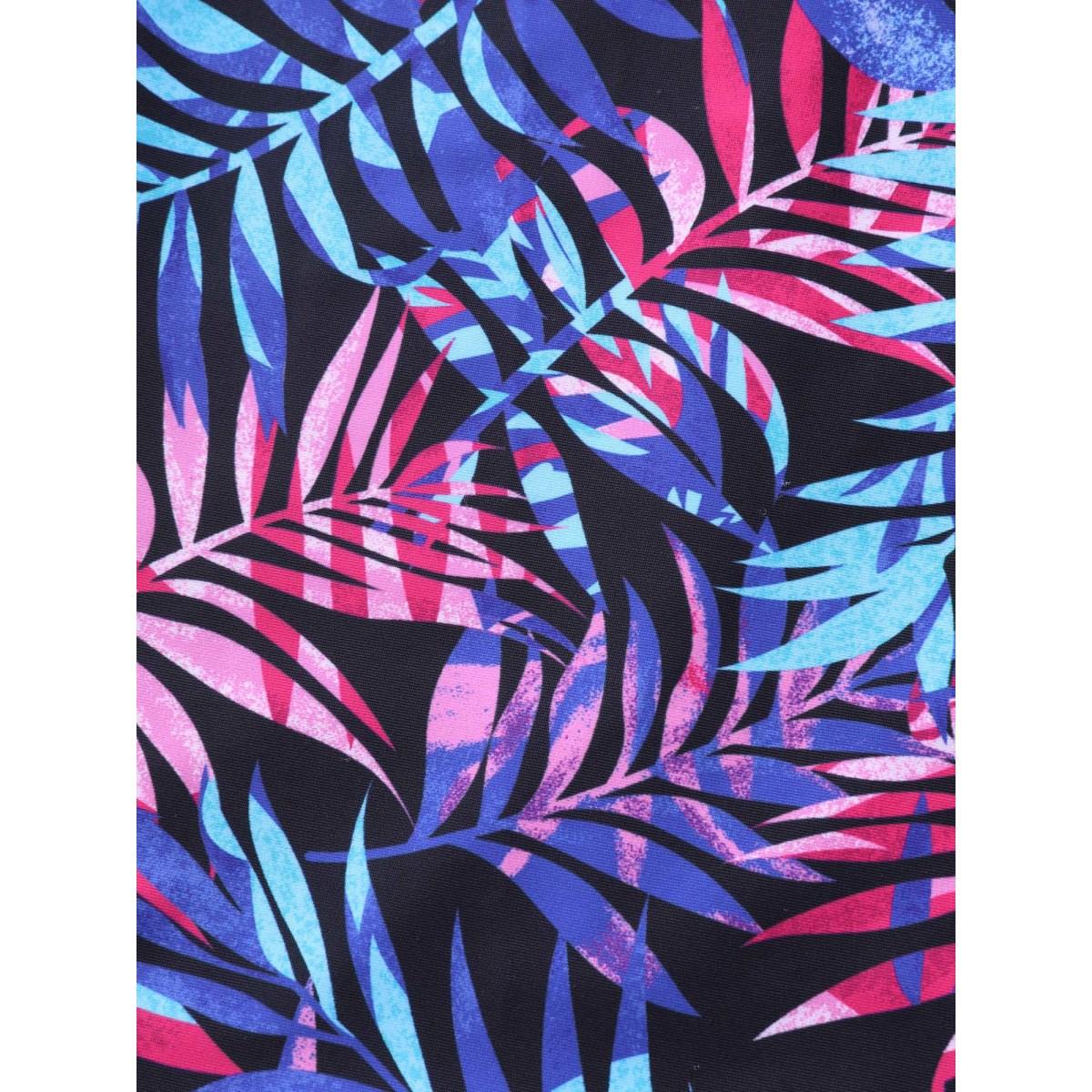 Plus Size Tropical Floral Print Split Swim Dress Women's Swimwear Navy Beach Bodycon U-neck High stretch Curve Swim Dresses BloomChic 26/4X Product Image