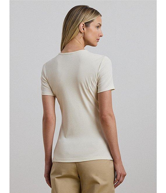 Lauren Ralph Lauren Stretch Knit Crew Neck Short Sleeve Tee Product Image