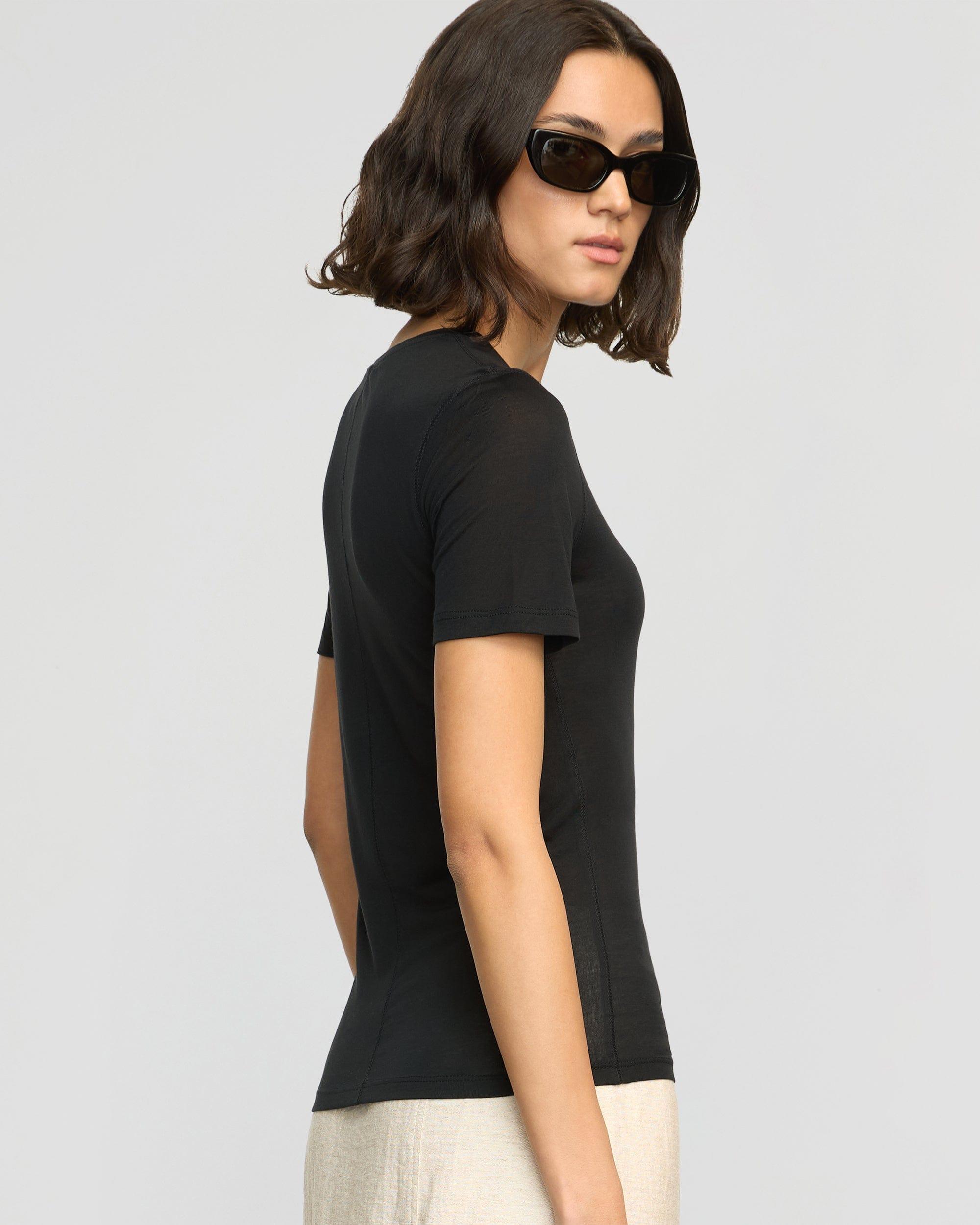 Thea Semi-Sheer Tencel Crew-Neck Tee Product Image