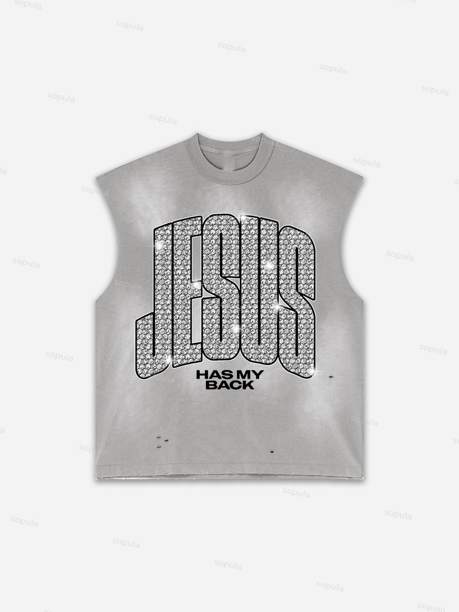 Sopula Men's Lips Graphic Print Distressed Tank Tops Sleeveless Shirts Product Image