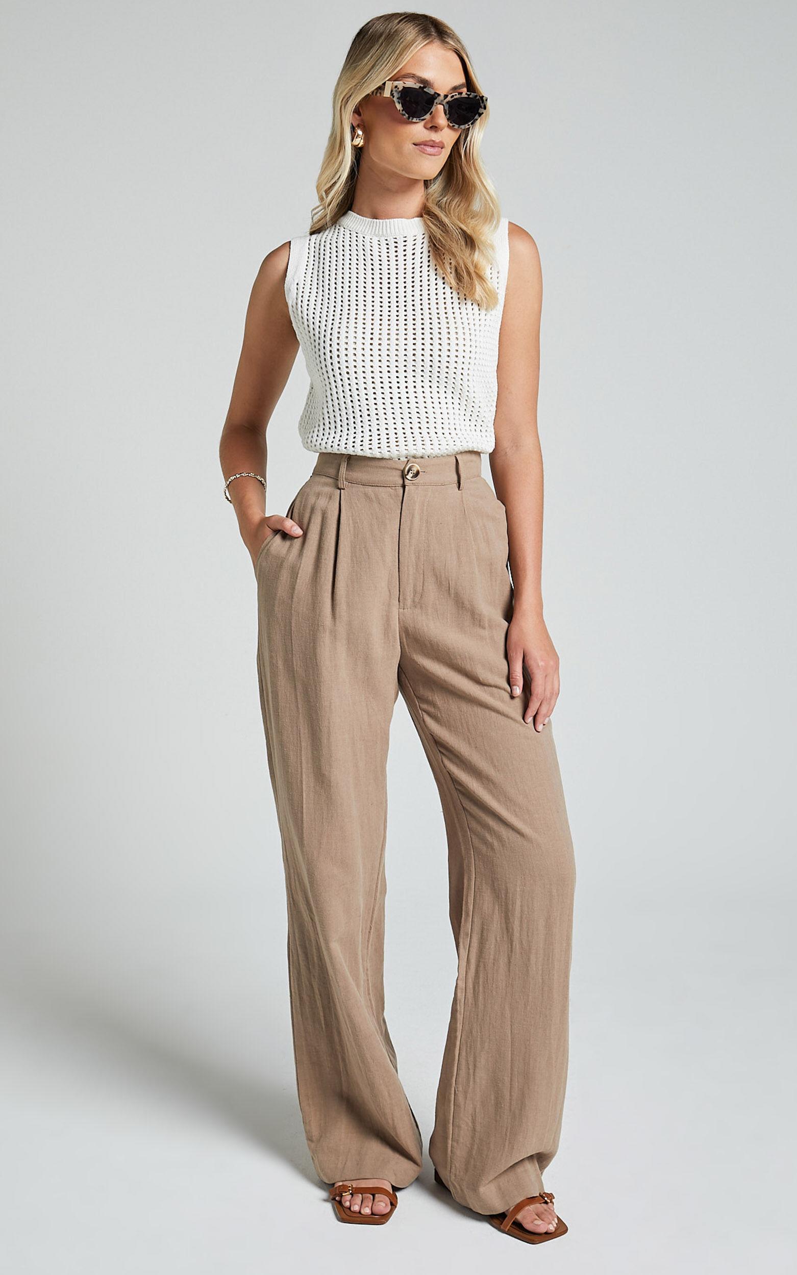 Bryanna Top - Knitted High Neck Sleeveless Top in White Product Image