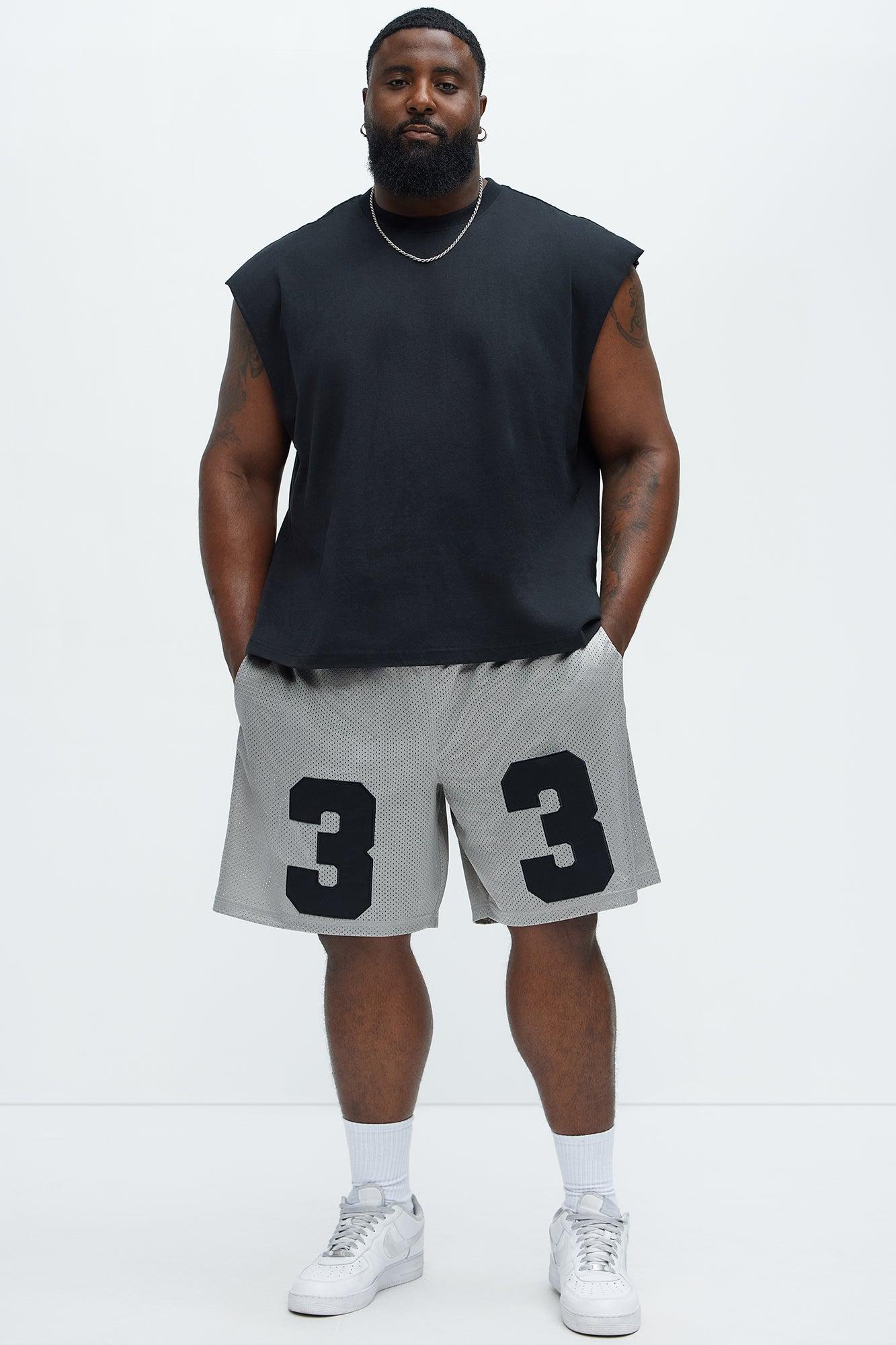 Varsity Player Relaxed Mesh Shorts - Grey Product Image