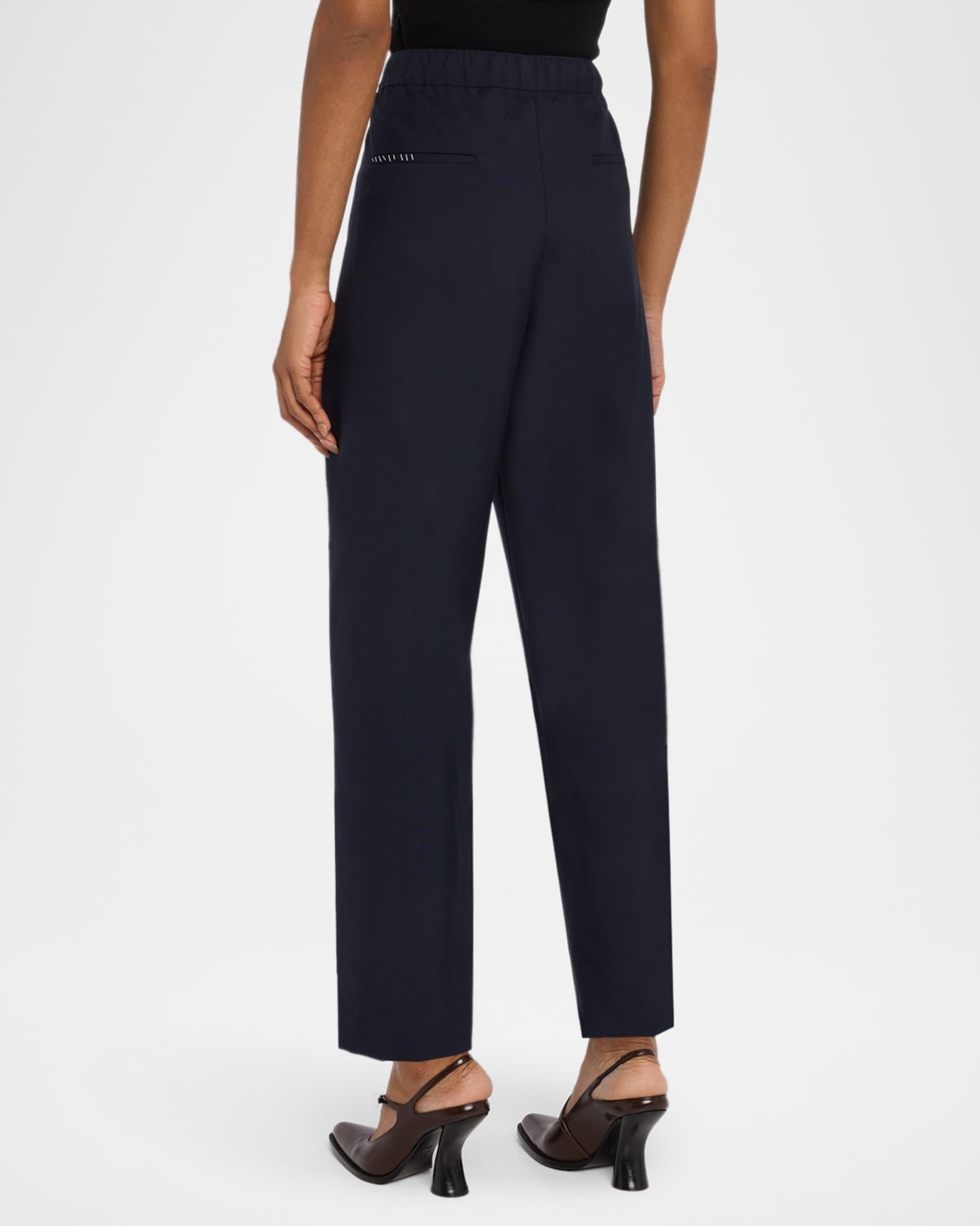 Elastic Waistband Straight-Leg Trousers Product Image