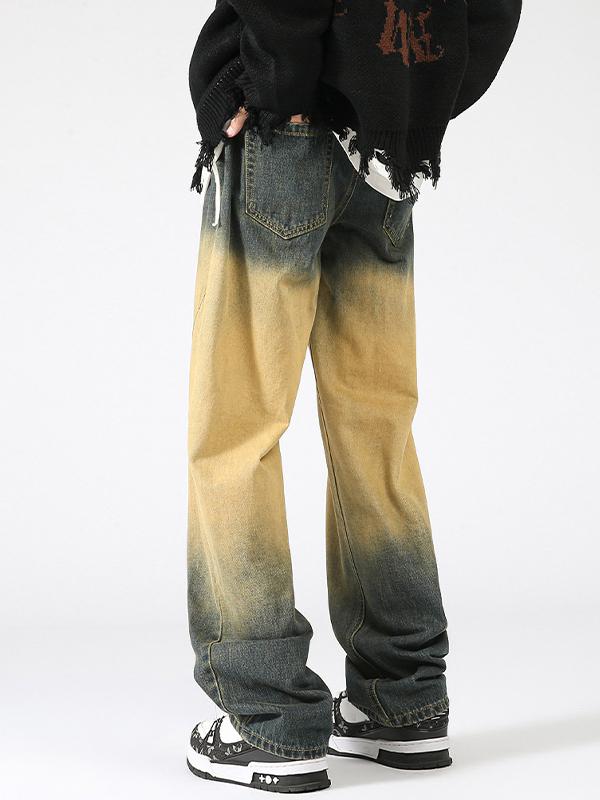 Men's Vintage Light Blue Denim Loose Jeans Product Image