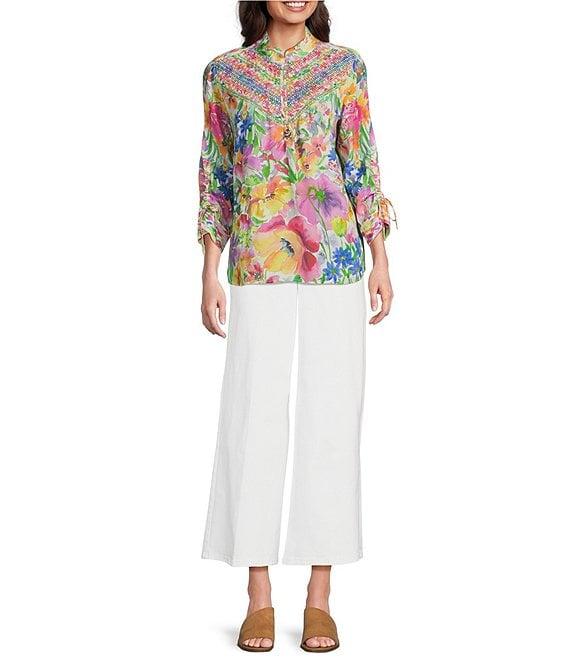 NYDJ Mona Striped High Rise Wide Leg Ankle Trouser Jeans Product Image